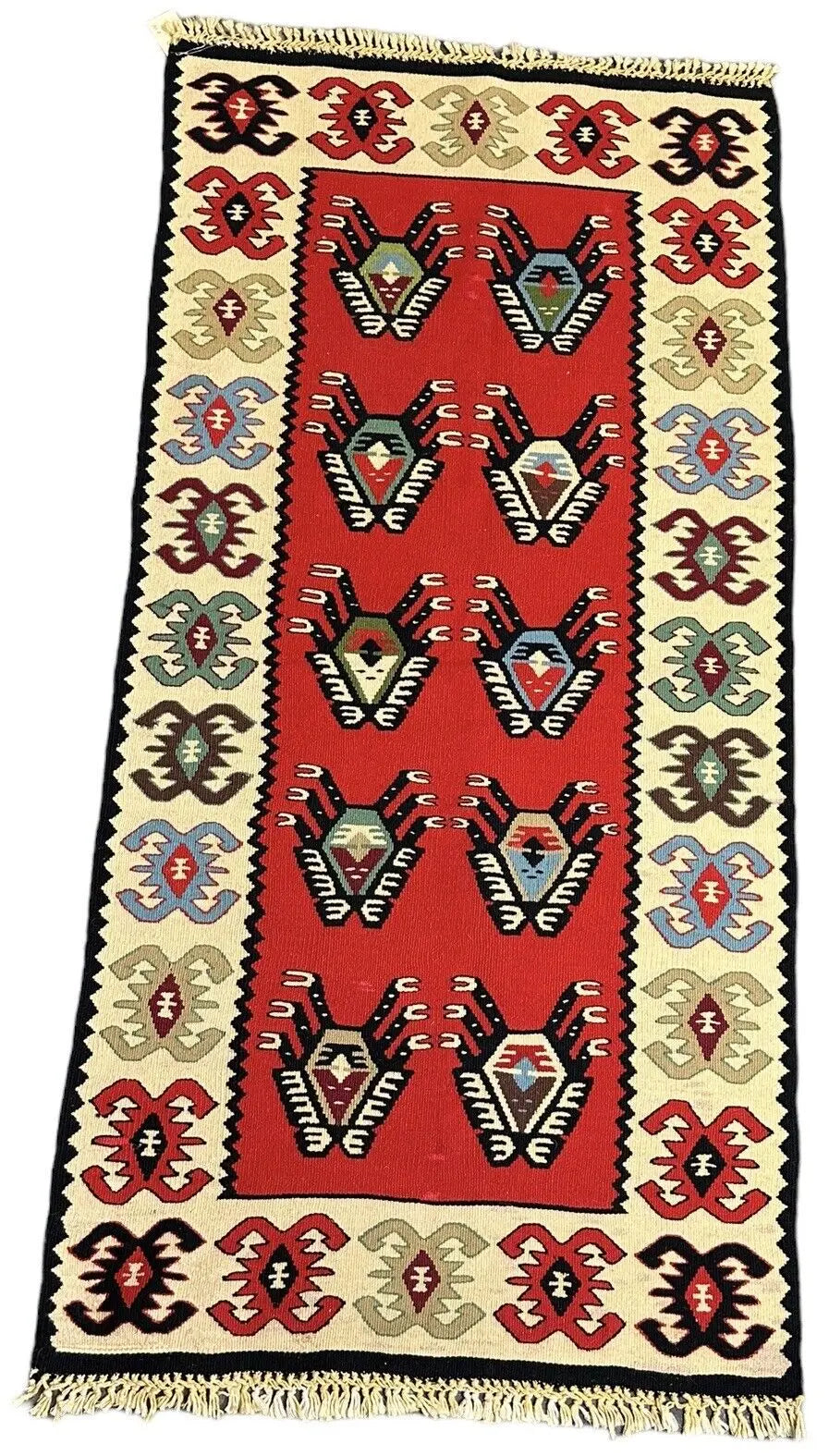 Handmade Vintage Wool Rug Turkish Kilim Geometric Design 2'3 x 4'7 I Got Rugs