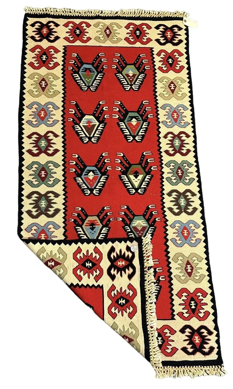 Handmade Vintage Wool Rug Turkish Kilim Geometric Design 2'3 x 4'7 I Got Rugs