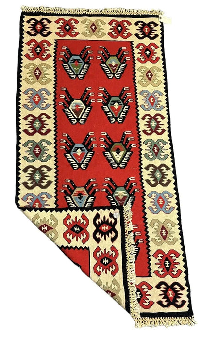 Handmade Vintage Wool Rug Turkish Kilim Geometric Design 2'3 x 4'7 I Got Rugs