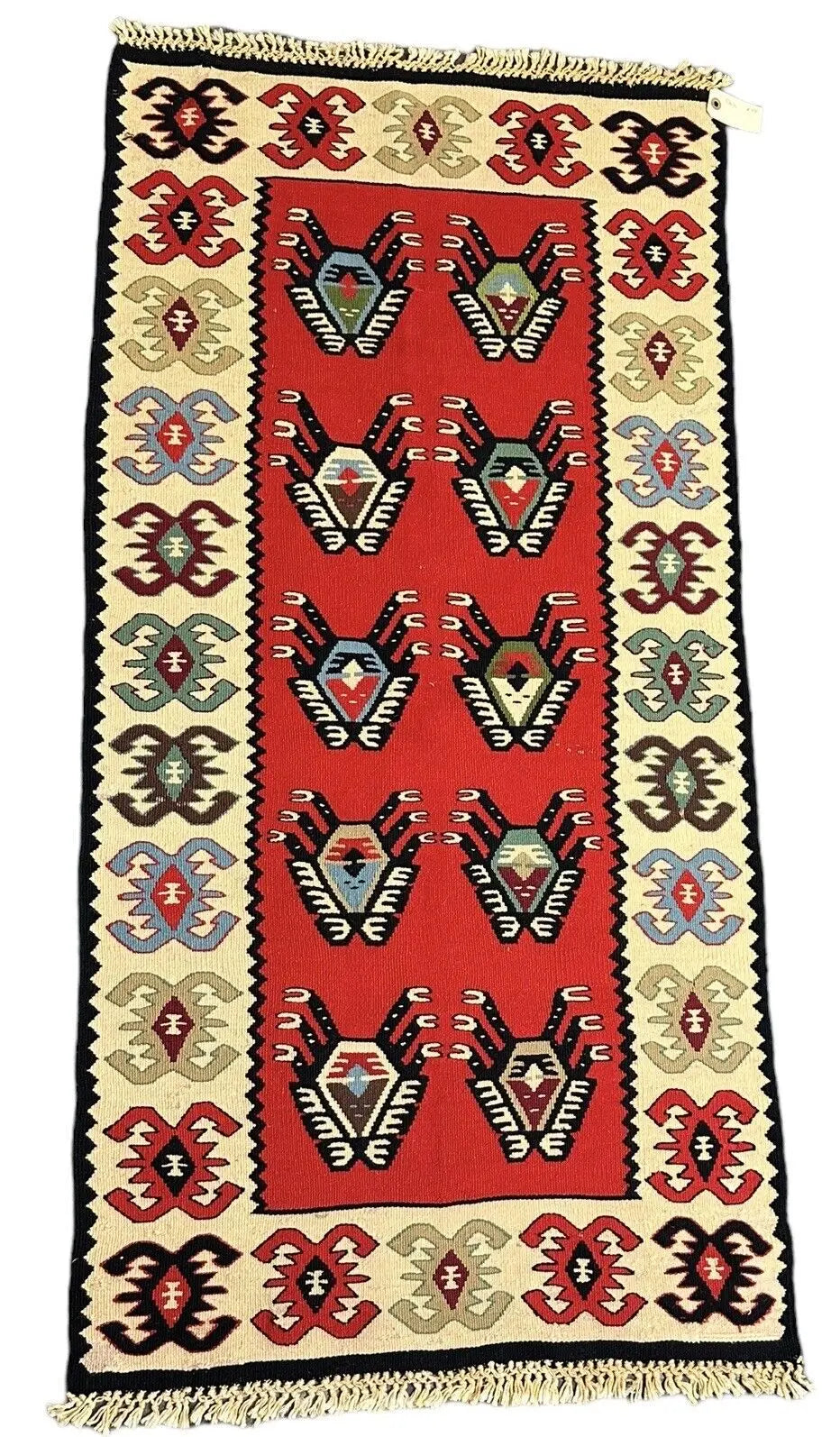 Handmade Vintage Wool Rug Turkish Kilim Geometric Design 2'3 x 4'7 I Got Rugs