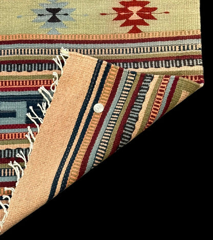 Handmade Vintage Wool Rug Turkish Kilim Geometric Design Light Colors 2'4 x 5' I Got Rugs