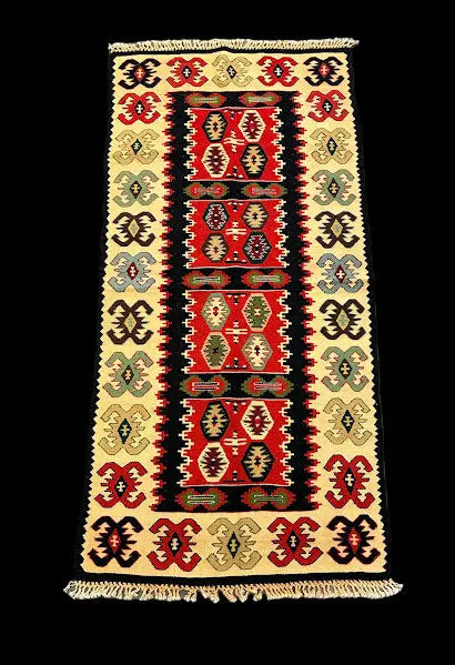 Handmade Vintage Wool Rug Turkish Kilim Geometric Design Multicolor 2'2 x 4'8 I Got Rugs