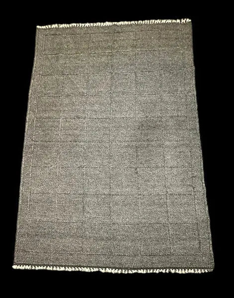 Handmade Vintage Wool Rug Turkish Kilim Gray Square Design 4'11 x 7'8 I Got Rugs