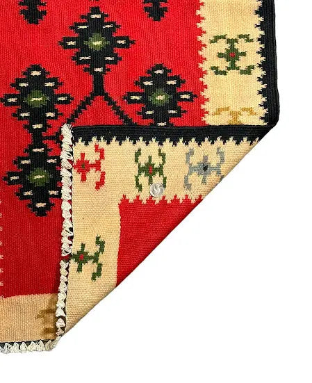 Handmade Vintage Wool Rug Turkish Kilim Multicolor Geometric Design 2' x 3'9 - I Got Rugs Handmade Vintage Wool Rug Turkish Kilim Multicolor Geometric Design 2' x 3'9 I Got Rugs Handmade Vintage I Got Rugs  130.00