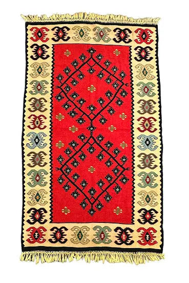 Handmade Vintage Wool Rug Turkish Kilim Multicolor Geometric Design 2'10 x 4'9 - I Got Rugs Handmade Vintage Wool Rug Turkish Kilim Multicolor Geometric Design 2'10 x 4'9 I Got Rugs Handmade Vintage I Got Rugs  129.00