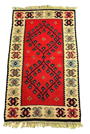 Handmade Vintage Wool Rug Turkish Kilim Multicolor Geometric Design 2'10 x 4'9 - I Got Rugs Handmade Vintage Wool Rug Turkish Kilim Multicolor Geometric Design 2'10 x 4'9 I Got Rugs Handmade Vintage I Got Rugs  129.00