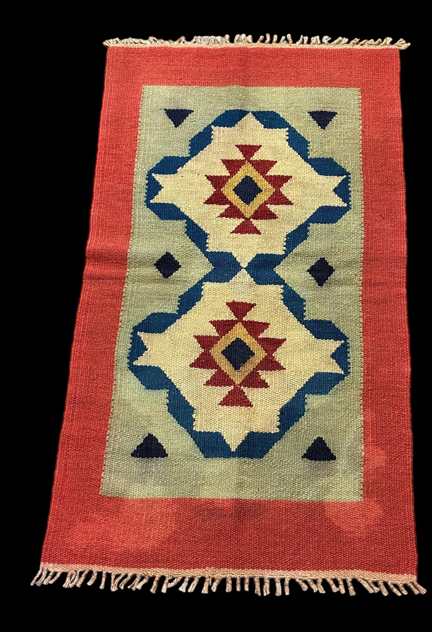 Handmade Vintage Wool Rug Turkish Kilim Multicolor Geometric Design 2'5 x 4'2 I Got Rugs