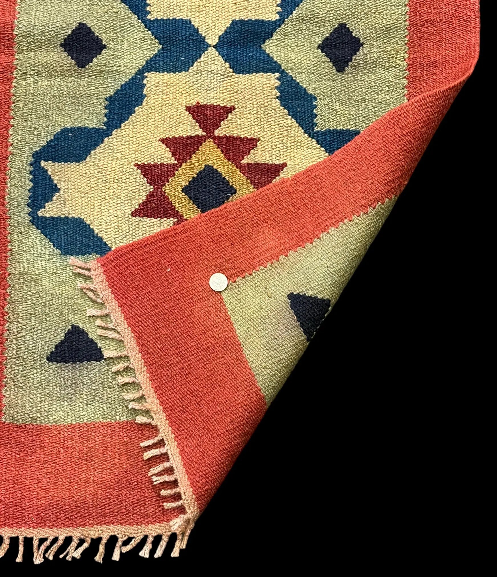 Handmade Vintage Wool Rug Turkish Kilim Multicolor Geometric Design 2'5 x 4'2 I Got Rugs