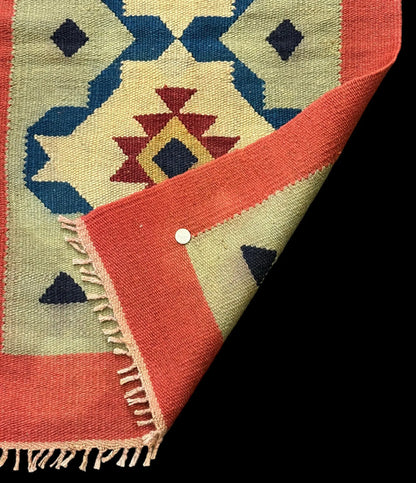 Handmade Vintage Wool Rug Turkish Kilim Multicolor Geometric Design 2'5 x 4'2 I Got Rugs