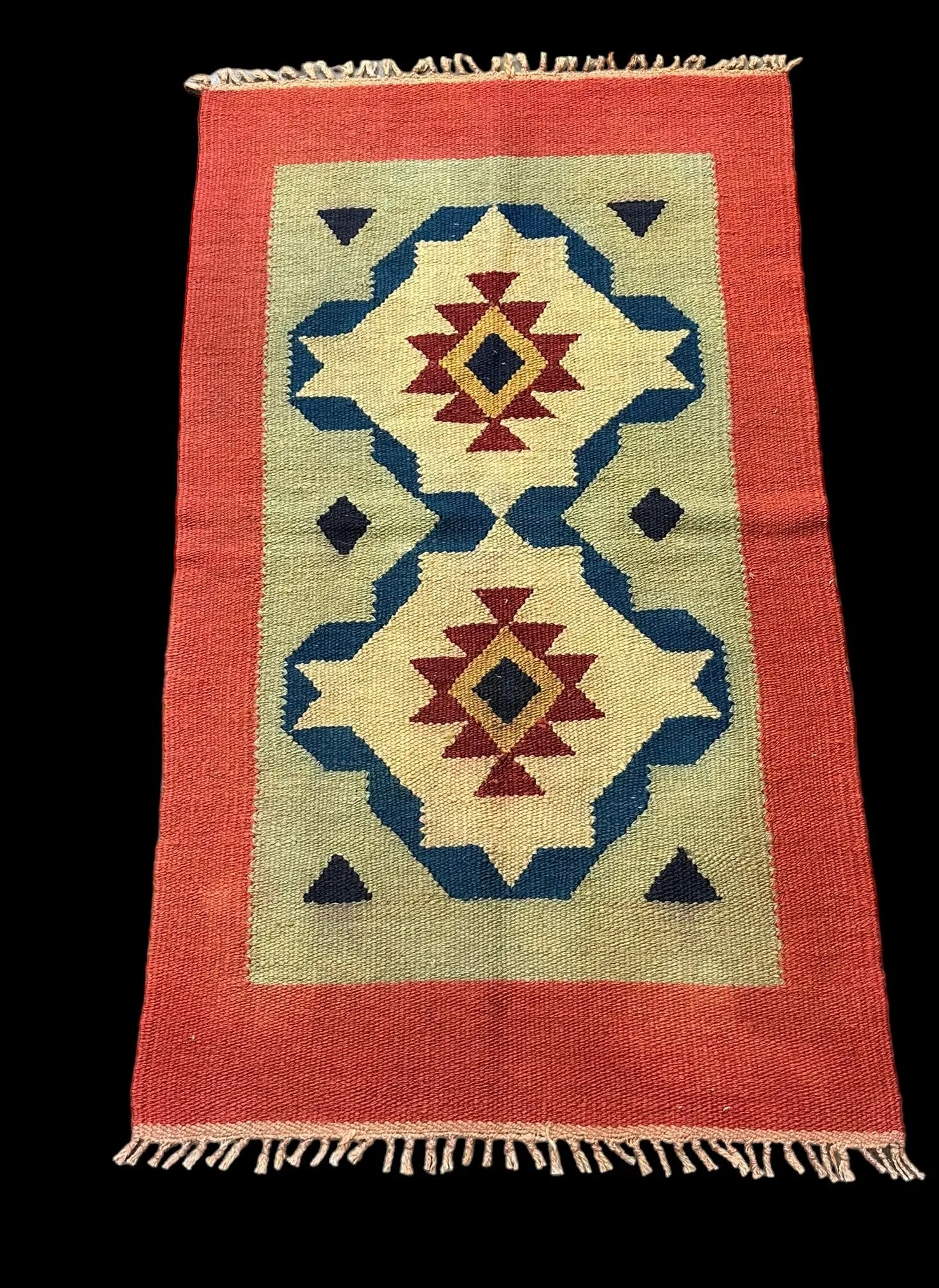 Handmade Vintage Wool Rug Turkish Kilim Multicolor Geometric Design 2'5 x 4'2 I Got Rugs