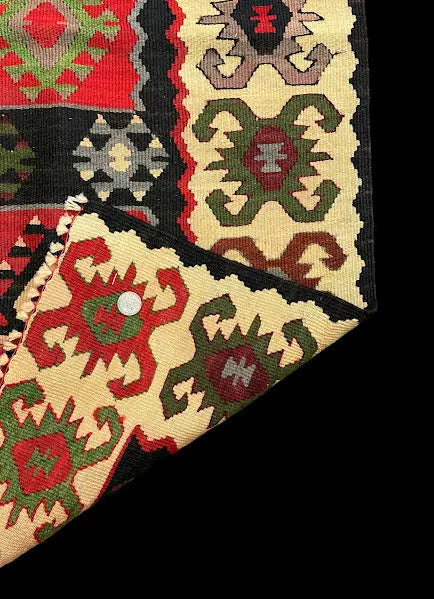 Handmade Vintage Wool Rug Turkish Kilim Multicolor Geometric Pattern 2'2 x 3'11 I Got Rugs