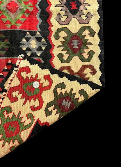 Handmade Vintage Wool Rug Turkish Kilim Multicolor Geometric Pattern 2'2 x 3'11 I Got Rugs