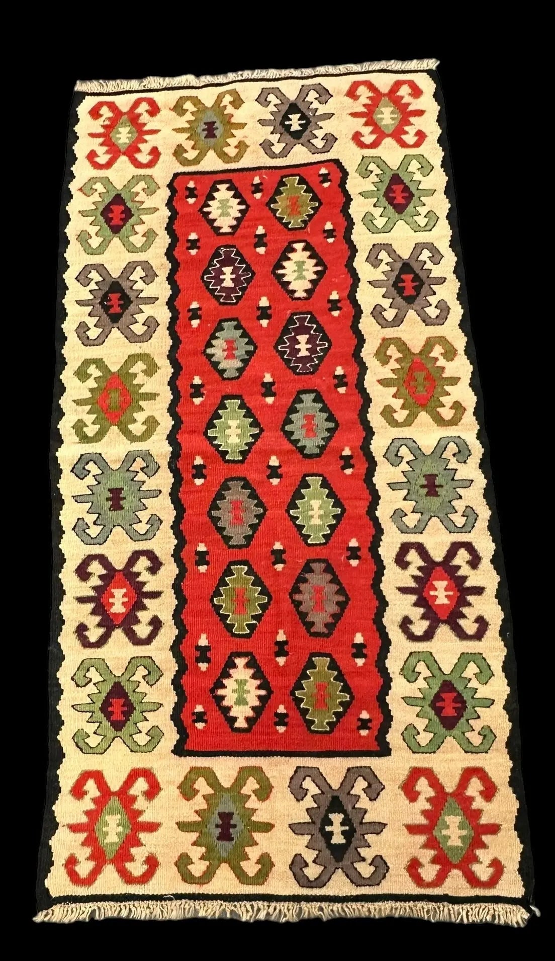 Handmade Vintage Wool Rug Turkish Kilim Multicolor Geometric Pattern 2'4 x 4'11 I Got Rugs Handmade Vintage Wool Rug Turkish Kilim Multicolor Geometric Pattern 2'4 x 4'11 I Got Rugs Handmade Vintage I Got Rugs