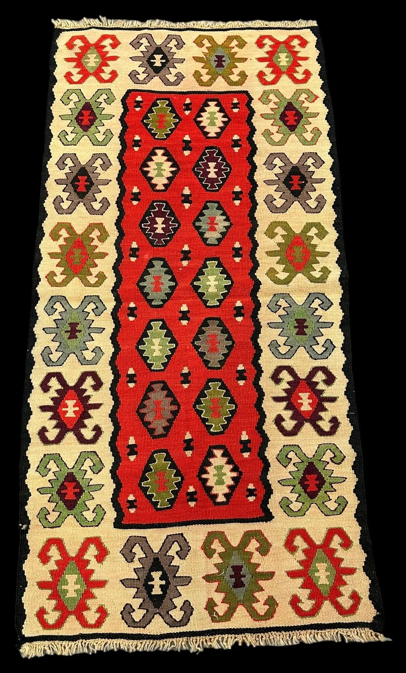 Handmade Vintage Wool Rug Turkish Kilim Multicolor Geometric Pattern 2'4 x 4'11 I Got Rugs Handmade Vintage Wool Rug Turkish Kilim Multicolor Geometric Pattern 2'4 x 4'11 I Got Rugs Handmade Vintage I Got Rugs