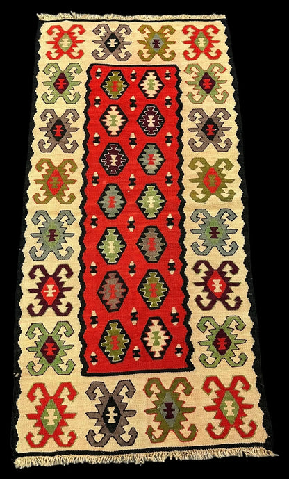 Handmade Vintage Wool Rug Turkish Kilim Multicolor Geometric Pattern 2'4 x 4'11 I Got Rugs Handmade Vintage Wool Rug Turkish Kilim Multicolor Geometric Pattern 2'4 x 4'11 I Got Rugs Handmade Vintage I Got Rugs