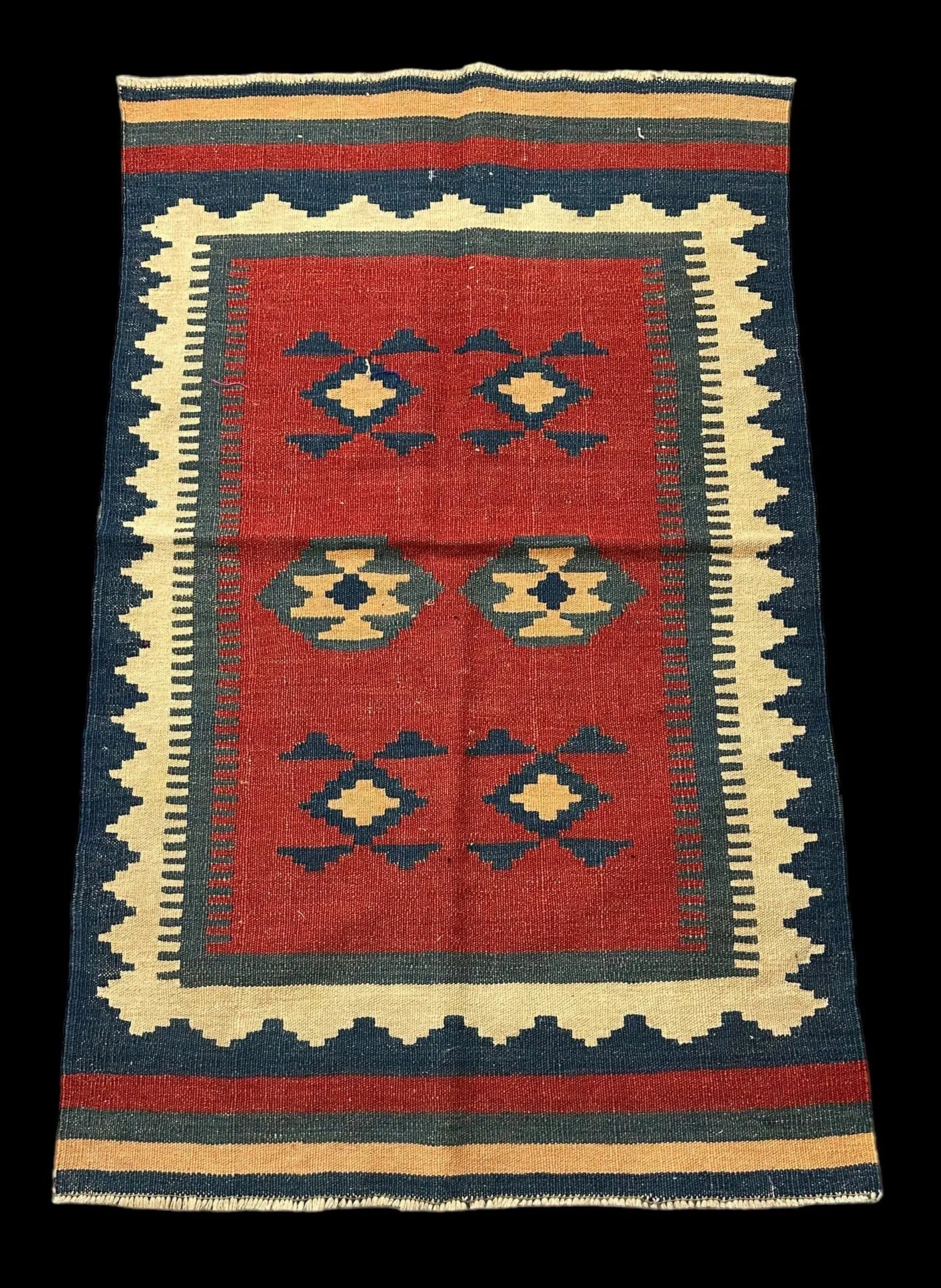 Handmade Vintage Wool Rug Turkish Kilim Multicolor Tribal Design 2'6 x 4'2 I Got Rugs