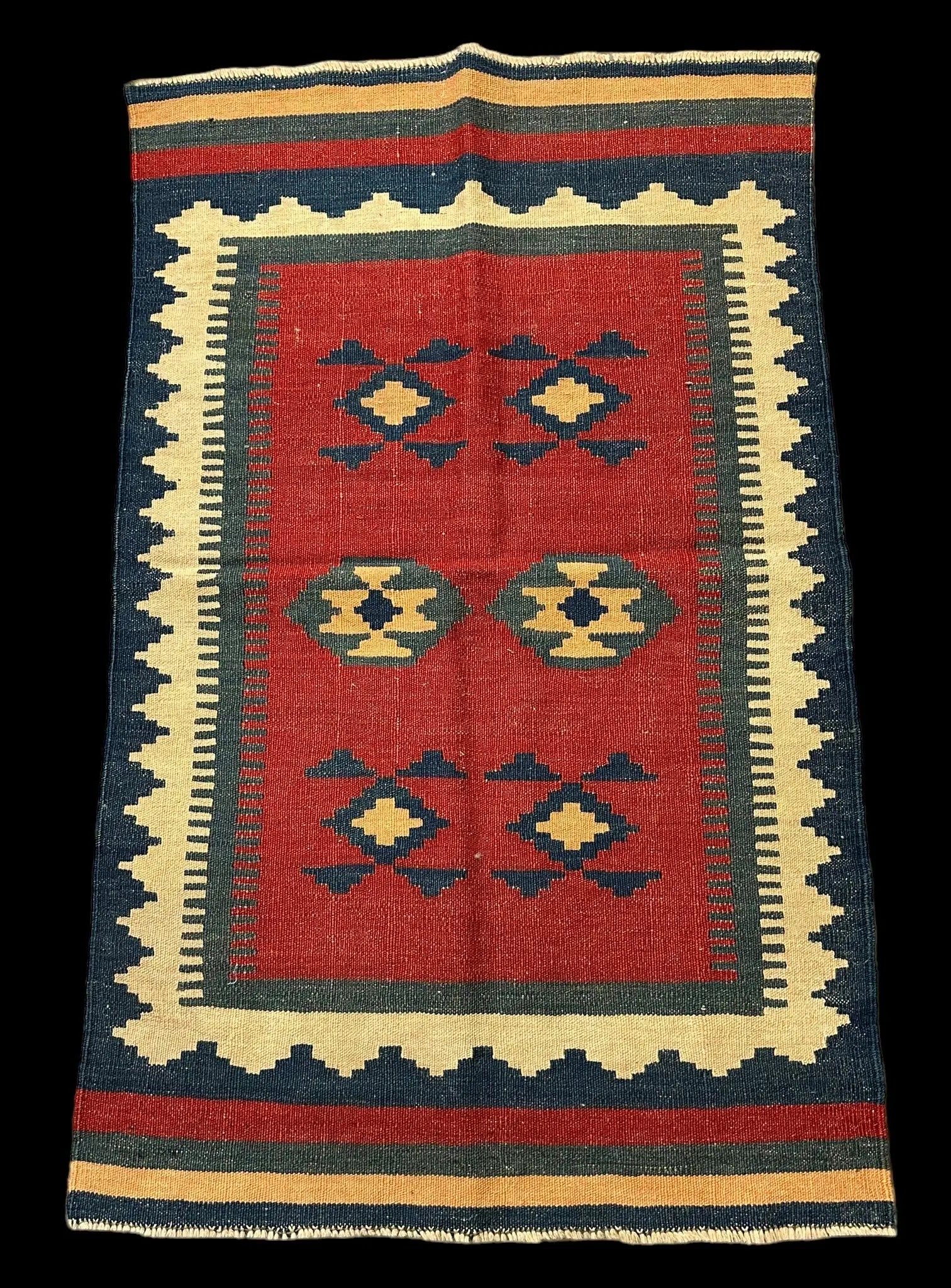 Handmade Vintage Wool Rug Turkish Kilim Multicolor Tribal Design 2'6 x 4'2 I Got Rugs