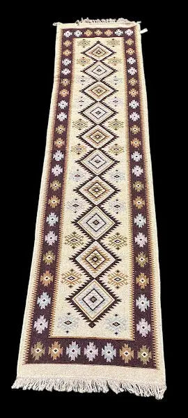 Handmade Vintage Wool Rug Turkish Kilim Multicolor Tribal Design 2'6 x 9'5 I Got Rugs
