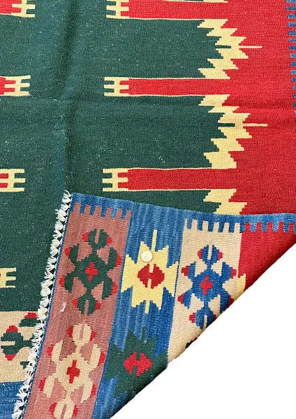 Handmade Vintage Wool Rug Turkish Kilim Multicolor Tribal Design 3'8 x 5'7 I Got Rugs