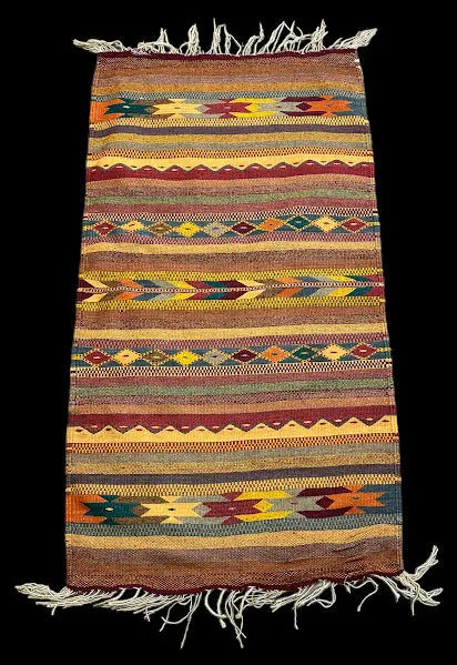 Handmade Vintage Wool Rug Turkish Kilim Runner Colorful Tribal Pattern 2'6 x 4'8 I Got Rugs