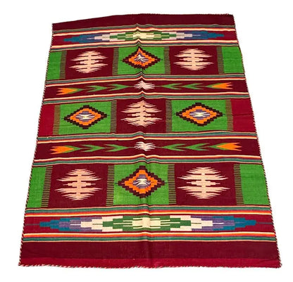 Handmade Vintage Wool Rug Turkish Kilim Southwestern Tribal Design 4'4 x 5'11 I Got Rugs