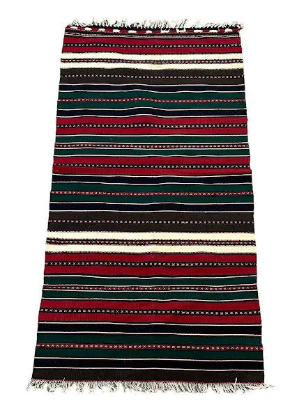 Handmade Vintage Wool Rug Turkish Kilim Striped Design 2'2 x 4'3 I Got Rugs