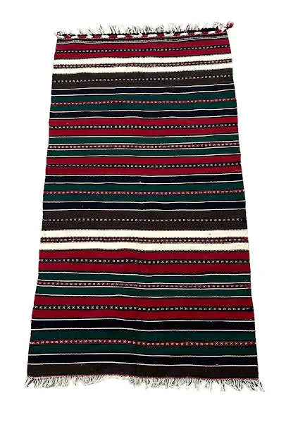 Handmade Vintage Wool Rug Turkish Kilim Striped Design 2'2 x 4'3 I Got Rugs
