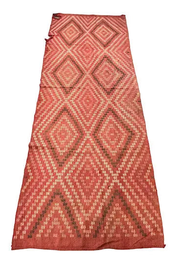 Handmade Vintage Wool Rug Turkish Kilim Tribal Design Red 3'10 x 11' I Got Rugs