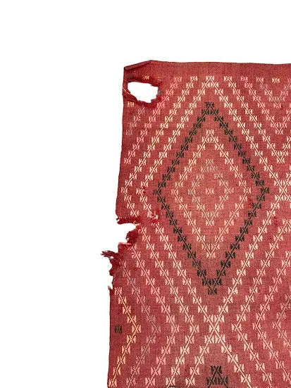 Handmade Vintage Wool Rug Turkish Kilim Tribal Design Red 3'10 x 11' I Got Rugs