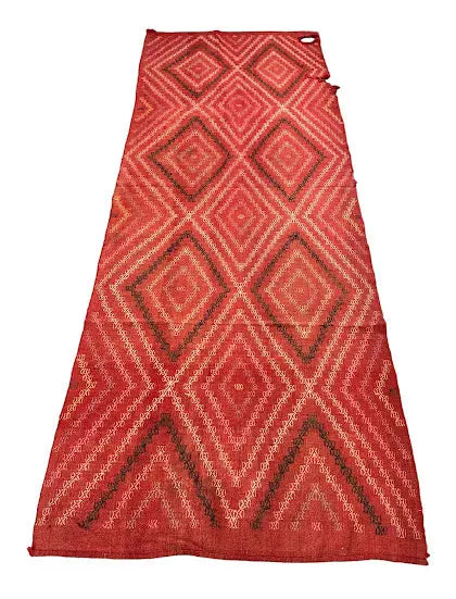 Handmade Vintage Wool Rug Turkish Kilim Tribal Design Red 3'10 x 11' I Got Rugs