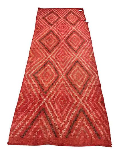 Handmade Vintage Wool Rug Turkish Kilim Tribal Design Red 3'10 x 11' I Got Rugs