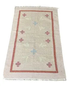 Handmade Vintage Wool Rug Turkish Kilim Tribal Pattern 3' x 4'10 I Got Rugs