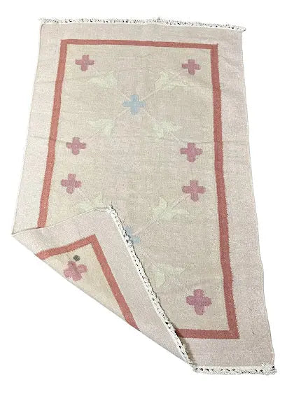 Handmade Vintage Wool Rug Turkish Kilim Tribal Pattern 3' x 4'10 - I Got Rugs Handmade Vintage Wool Rug Turkish Kilim Tribal Pattern 3' x 4'10 I Got Rugs Handmade Vintage I Got Rugs  170.00