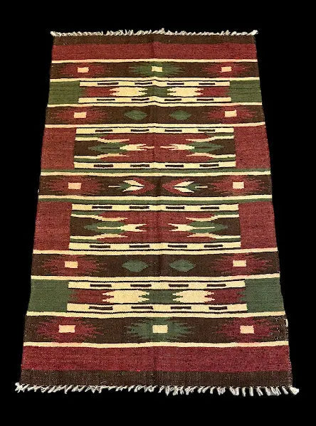 Handmade Vintage Wool Rug Turkish Multicolor Geometric Pattern 2'11 x 4'10 I Got Rugs