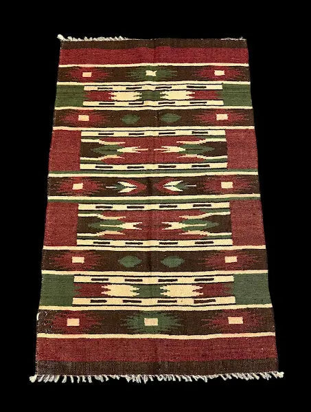 Handmade Vintage Wool Rug Turkish Multicolor Geometric Pattern 2'11 x 4'10 I Got Rugs