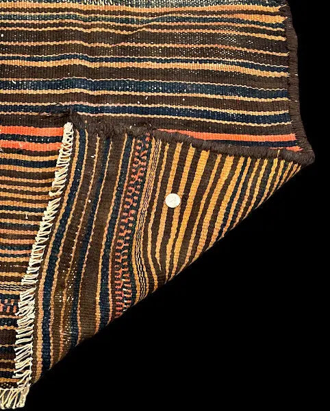Handmade Vintage Wool Rug Turkish Multicolor Striped Pattern 3'6 x 8'9 I Got Rugs