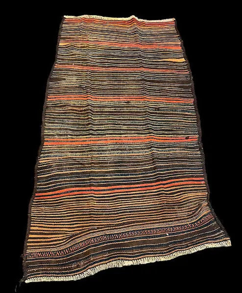 Handmade Vintage Wool Rug Turkish Multicolor Striped Pattern 3'6 x 8'9 I Got Rugs