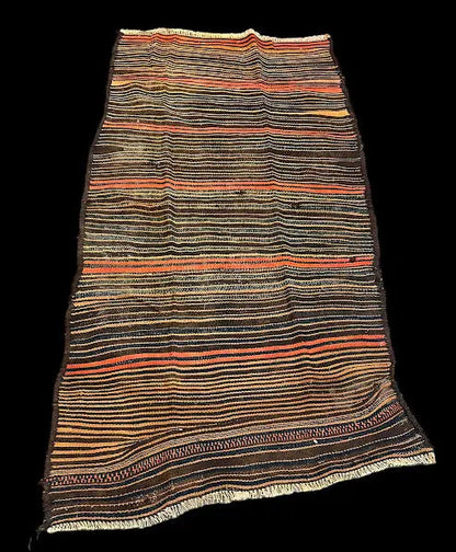 Handmade Vintage Wool Rug Turkish Multicolor Striped Pattern 3'6 x 8'9 I Got Rugs