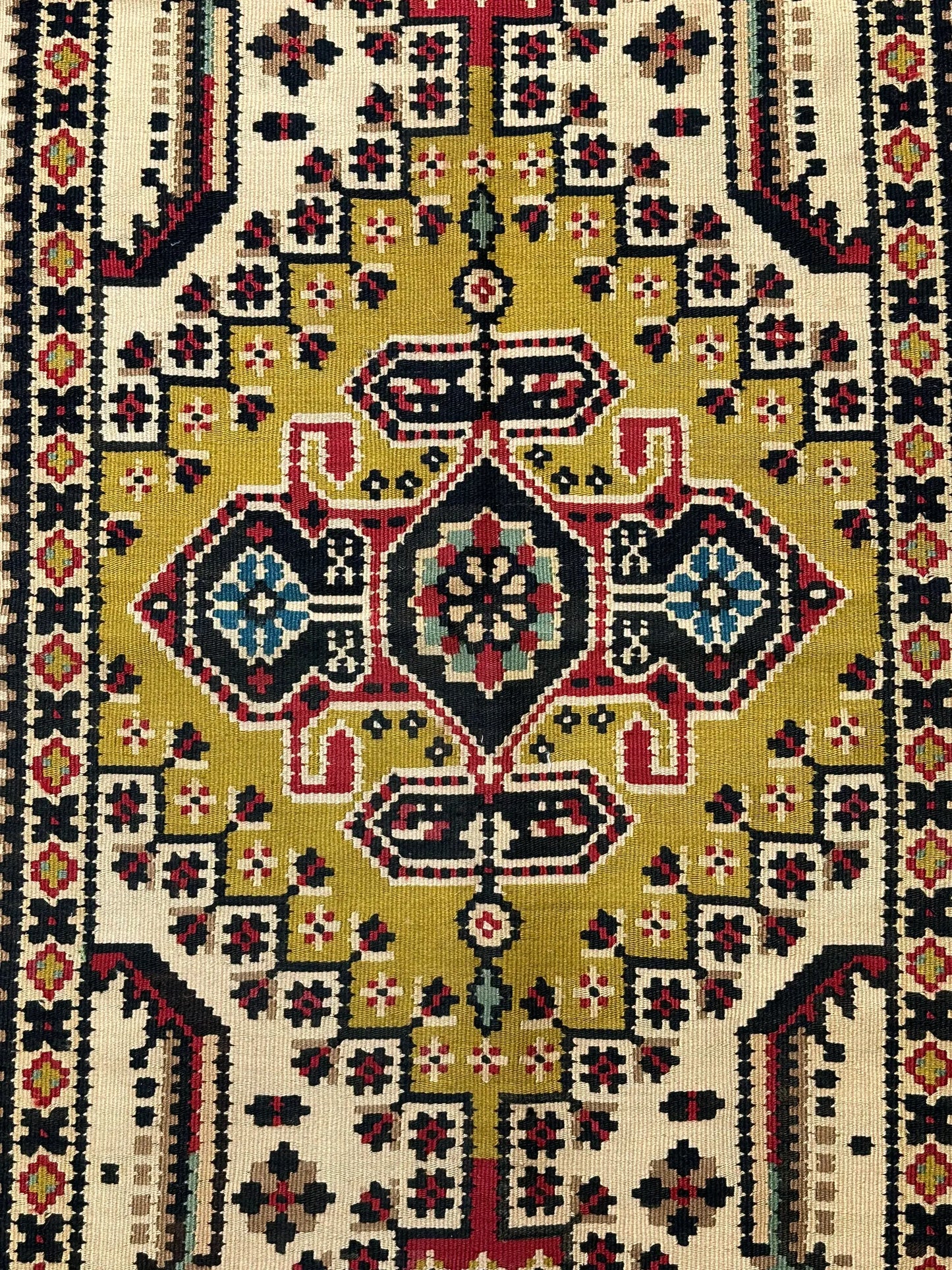 Handmade Vintage Wool Rug Unique Turkish Colorful Geometric Design 2'7 x 4'11 I Got Rugs