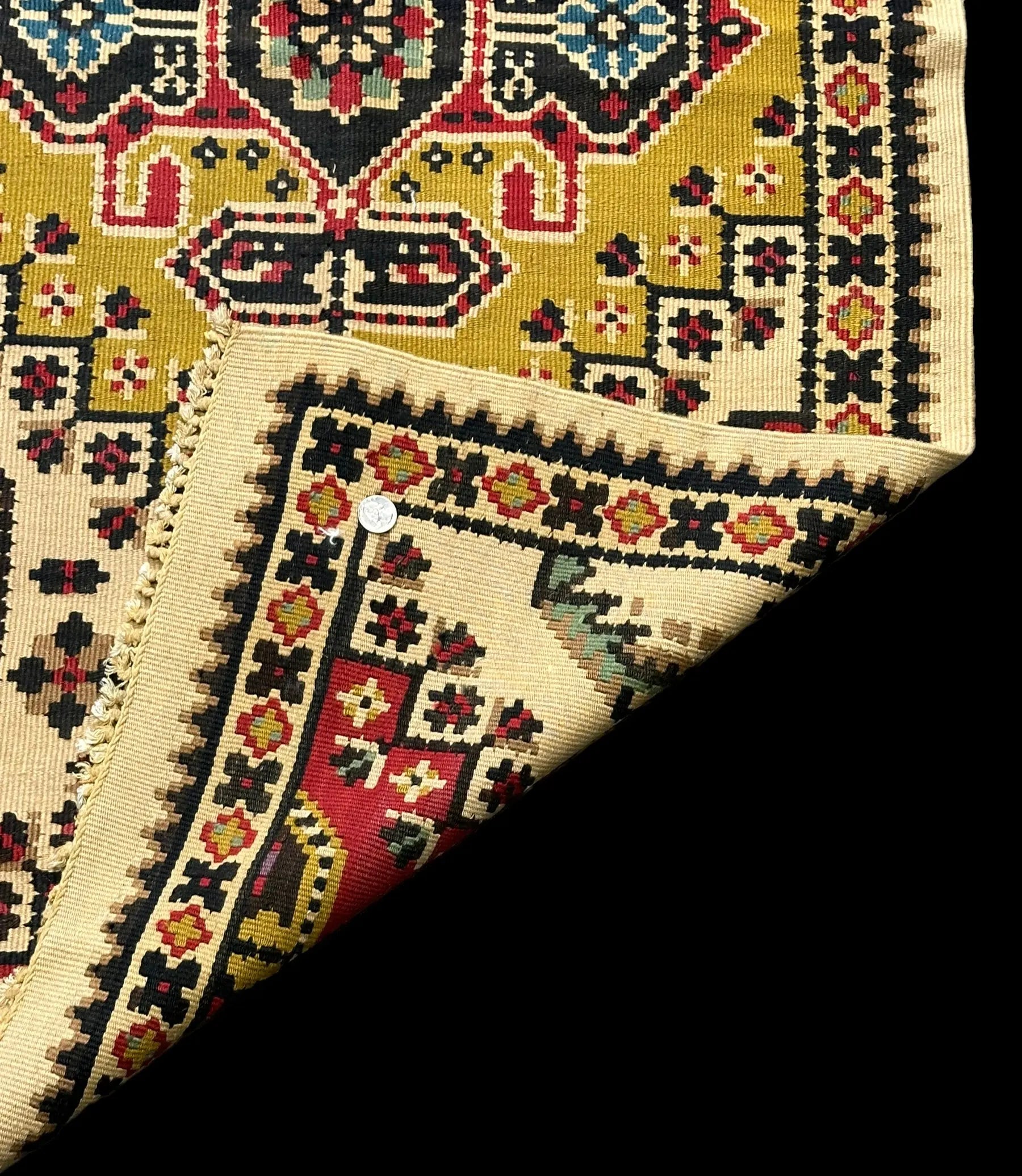 Handmade Vintage Wool Rug Unique Turkish Colorful Geometric Design 2'7 x 4'11 I Got Rugs