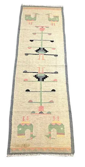 Handmade Vintage Wool Runner Rug Navajo Style Pictorial Multicolor 2'5 x 7'7 - I Got Rugs Handmade Vintage Wool Runner Rug Navajo Style Pictorial Multicolor 2'5 x 7'7 I Got Rugs Handmade Vintage I Got Rugs  280.00