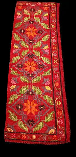 Handmade Vintage Wool Runner Rug Red Turkish Flower Design 2'7 x 7'4 I Got Rugs