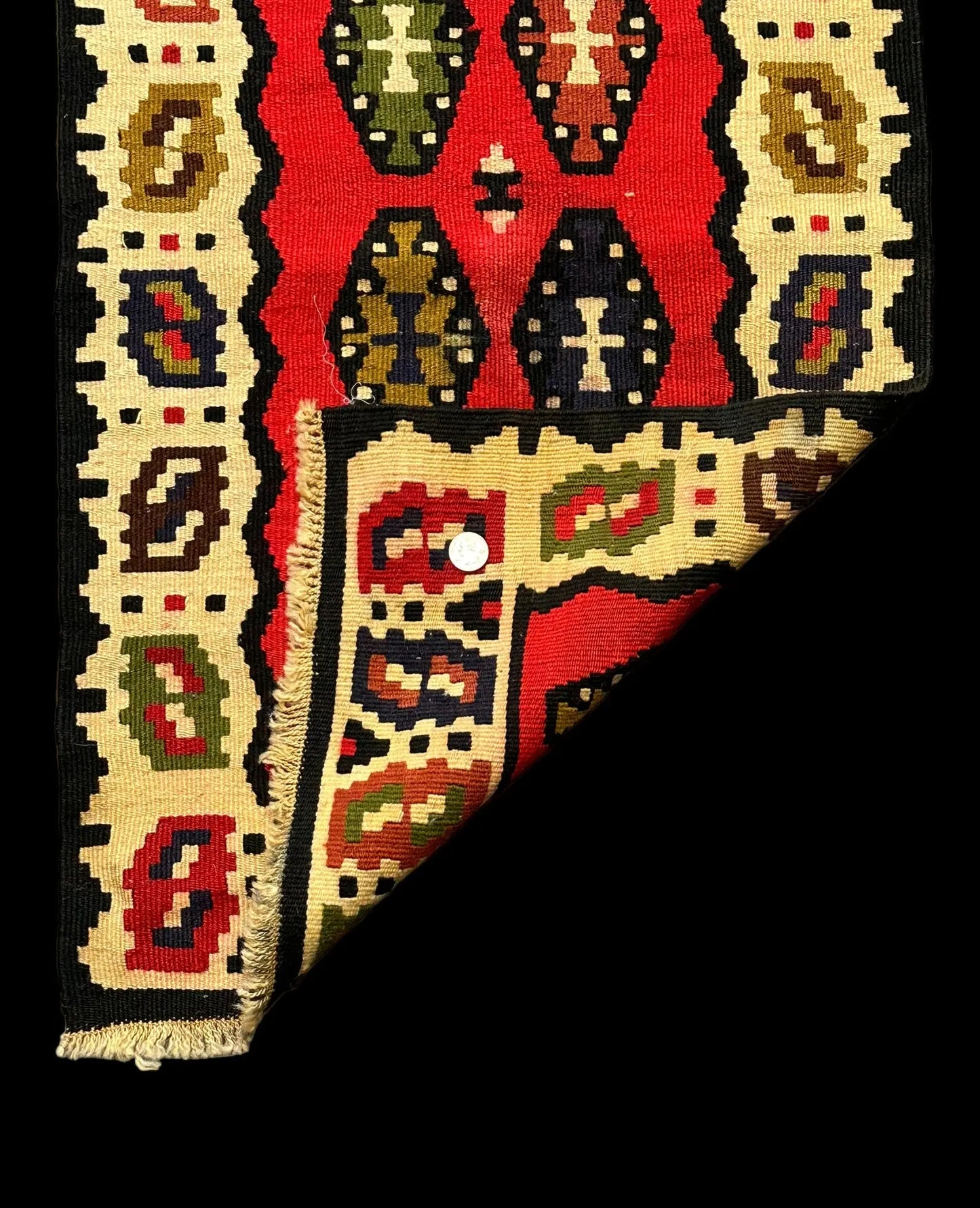 Handmade Vintage Wool Runner Rug Turkish Kilim Geometric Design 1'9 x 6'4 I Got Rugs