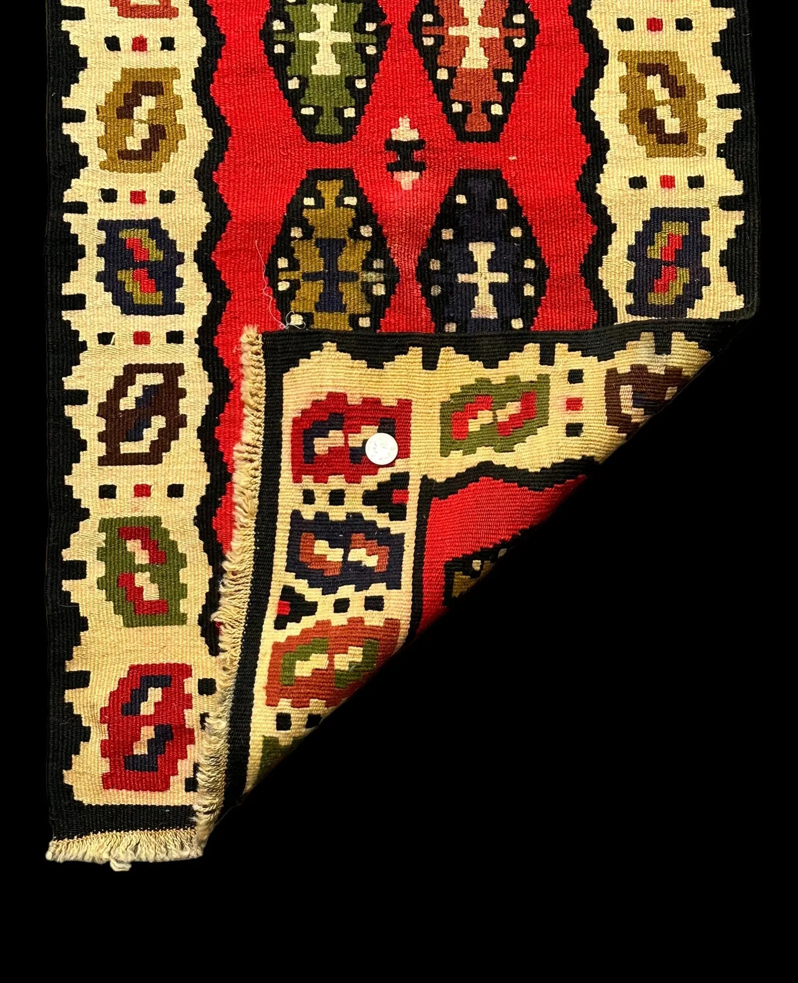 Handmade Vintage Wool Runner Rug Turkish Kilim Geometric Design 1'9 x 6'4 I Got Rugs