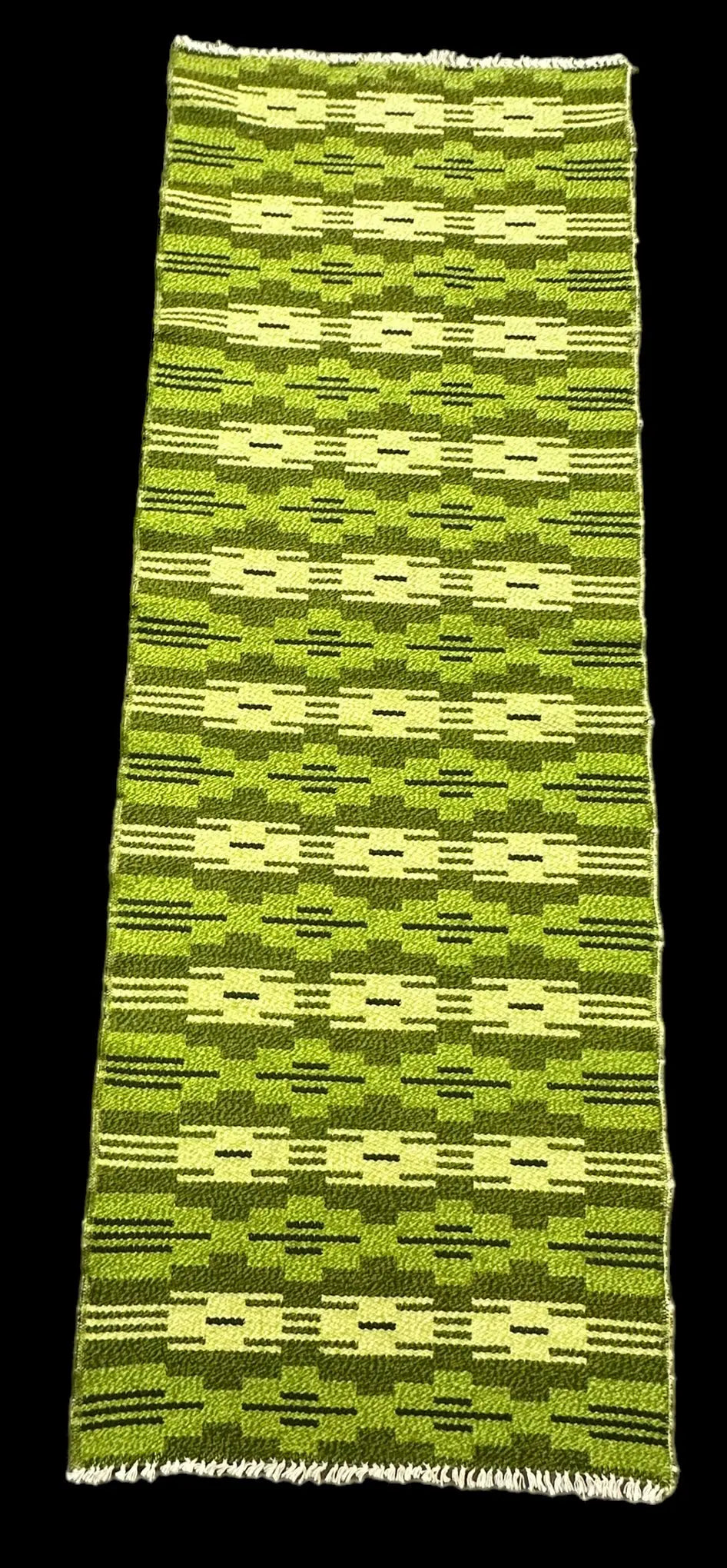 Handmade Vintage Wool Runner Rug Turkish Kilim Green Tribal Pattern 2'3 x 6'4 I Got Rugs