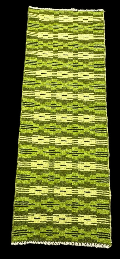 Handmade Vintage Wool Runner Rug Turkish Kilim Green Tribal Pattern 2'3 x 6'4 I Got Rugs