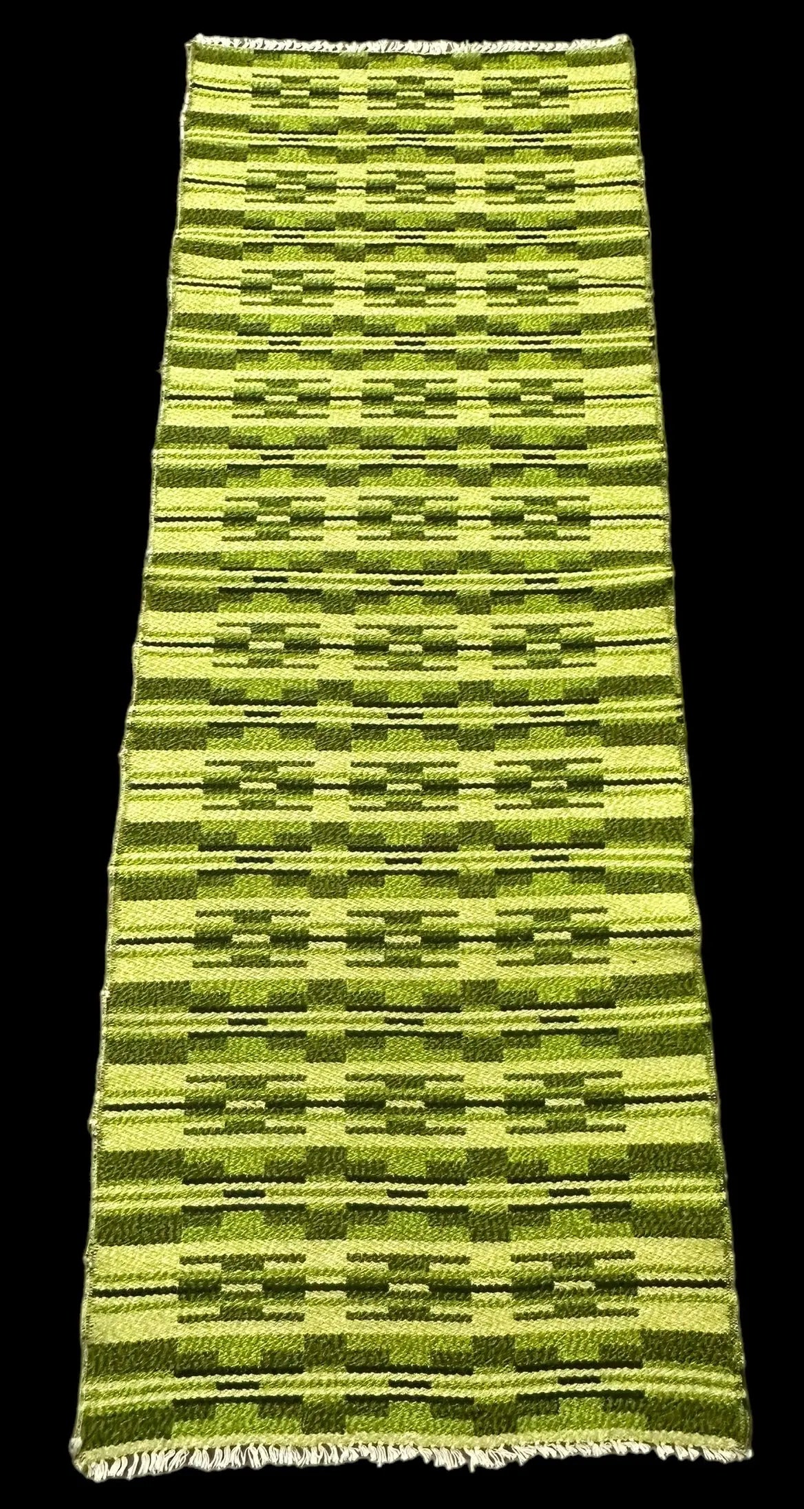 Handmade Vintage Wool Runner Rug Turkish Kilim Green Tribal Pattern 2'3 x 6'4 I Got Rugs