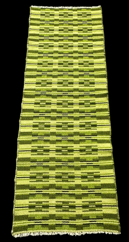 Handmade Vintage Wool Runner Rug Turkish Kilim Green Tribal Pattern 2'3 x 6'4 I Got Rugs