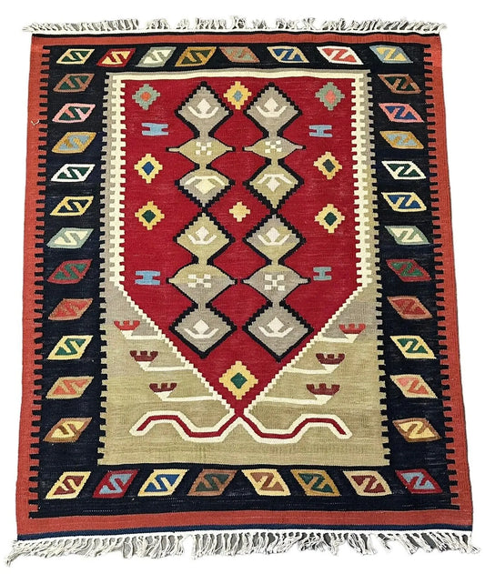 Handmade Vintage Wool Turkish Kilim Prayer Rug 2'10 x 3'5 I Got Rugs