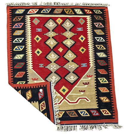 Handmade Vintage Wool Turkish Kilim Prayer Rug 2'10 x 3'5 I Got Rugs
